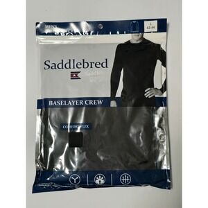 Saddlebred Men Baselayer Crew Neck‎ Long Sleeve Comfort Flex Black Top SZ L (N)